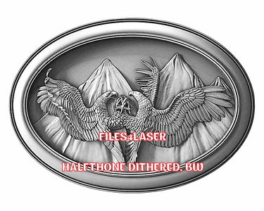 Eagles fighting 3d illusion & laser-ready files - 3DWave.us